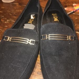 Elegant Black Loafers with Gold Accent